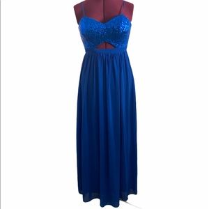 Royal Blue Sequin Top Long Dress 9/10